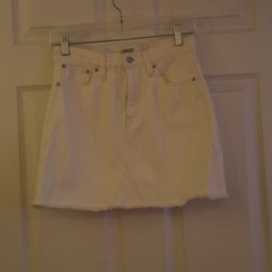 Womens Jcrew White Denim Raw Edge Skirt